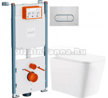 Комплект 3 в 1 Унитаз подвесной Ceruttispa Maiella Aria UF CT10480 + Инсталляция VitrA V-Fix Core 732-5800-01PV + Кнопка Root Round 740-2280 цвет хром