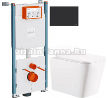 Комплект 3 в 1 Унитаз подвесной Ceruttispa Maiella Aria UF CT10480 + Инсталляция VitrA V-Fix Core 732-5800-01PV + Кнопка Root Square 740-2311 цвет матовый черный