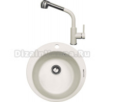 Комплект Мойка Zigmund & Shtain Kreis 480, индийская ваниль + Смеситель ZS 1200L, индийская ваниль