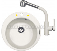 Комплект Мойка Zigmund & Shtain Kreis 480, каменная соль + Смеситель ZS 1200L, каменная соль