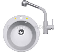 Комплект Мойка Zigmund & Shtain Kreis 480, млечный путь + Смеситель ZS 1200L, млечный путь