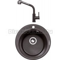 Комплект Мойка Zigmund & Shtain Kreis 480, швейцарский шоколад + Смеситель ZS 1200L, швейцарский шоколад