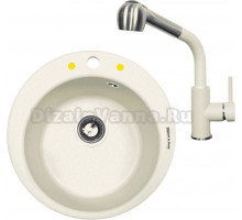 Комплект Мойка Zigmund & Shtain Kreis 480, топленое молоко + Смеситель ZS 1200L, топленое молоко