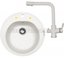 Комплект Мойка Zigmund & Shtain Kreis 505, каменная соль + Смеситель ZS 1300, каменная соль