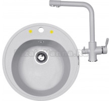 Комплект Мойка Zigmund & Shtain Kreis 505, млечный путь + Смеситель ZS 1300, млечный путь