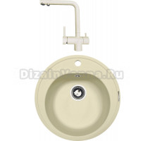 Комплект Мойка Zigmund & Shtain Kreis 505, молодое шампанское + Смеситель ZS 1300, молодое шампанское