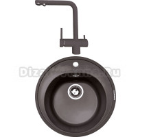 Комплект Мойка Zigmund & Shtain Kreis 505, швейцарский шоколад + Смеситель ZS 1300, швейцарский шоколад