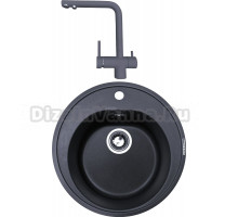 Комплект Мойка Zigmund & Shtain Kreis 505, темная скала + Смеситель ZS 1300, темная скала