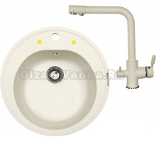 Комплект Мойка Zigmund & Shtain Kreis 505, топленое молоко + Смеситель ZS 1300, топленое молоко