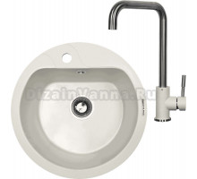 Комплект Мойка Zigmund & Shtain Kreis 505F, индийская ваниль + Смеситель ZS 1400, индийская ваниль