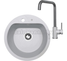 Комплект Мойка Zigmund & Shtain Kreis 505F, млечный путь + Смеситель ZS 1400, млечный путь