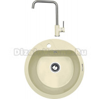 Комплект Мойка Zigmund & Shtain Kreis 505F, молодое шампанское + Смеситель ZS 1400, молодое шампанское