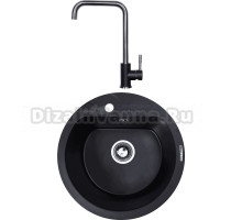 Комплект Мойка Zigmund & Shtain Kreis 505F, черный базальт + Смеситель ZS 1400, черный базальт