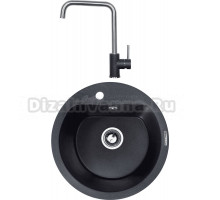 Комплект Мойка Zigmund & Shtain Kreis 505F, темная скала + Смеситель ZS 1400, темная скала