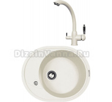 Комплект Мойка Zigmund & Shtain Kreis OV 575, индийская ваниль + Смеситель ZS 1500, индийская ваниль