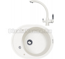 Комплект Мойка Zigmund & Shtain Kreis OV 575, каменная соль + Смеситель ZS 1500, каменная соль