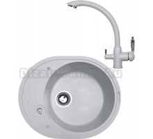 Комплект Мойка Zigmund & Shtain Kreis OV 575, млечный путь + Смеситель ZS 1500, млечный путь