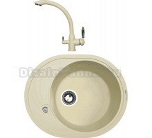 Комплект Мойка Zigmund & Shtain Kreis OV 575, молодое шампанское + Смеситель ZS 1500, молодое шампанское