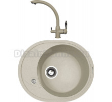 Комплект Мойка Zigmund & Shtain Kreis OV 575, речной песок + Смеситель ZS 1500, речной песок