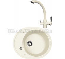 Комплект Мойка Zigmund & Shtain Kreis OV 575, топленое молоко + Смеситель ZS 1500, топленое молоко