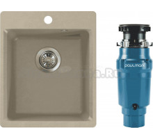 Комплект Мойка NOVA, 51-42, бежевая + Измельчитель Paulmark Intenso