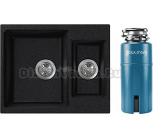 Комплект Мойка NOVA Эва, 59, черная + Измельчитель Paulmark Intenso