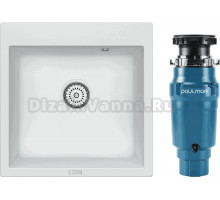 Комплект Мойка Point Арбель 51, белая + Измельчитель Paulmark Intenso