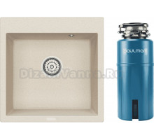 Комплект Мойка Point Арбель 51, светло-бежевая + Измельчитель Paulmark Intenso