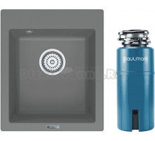 Комплект Мойка Point Динара 42, серая + Измельчитель Paulmark Intenso