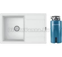 Комплект Мойка Point Лаура 78, белая + Измельчитель Paulmark Intenso