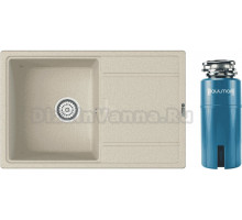 Комплект Мойка Point Лаура 78, светло-бежевая + Измельчитель Paulmark Intenso