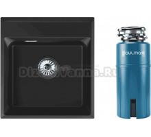 Комплект Мойка Point Мисти 46, черная + Измельчитель Paulmark Intenso