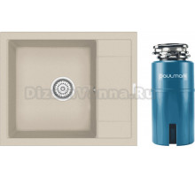 Комплект Мойка Point Римо 60, светло-бежевая + Измельчитель Paulmark Intenso