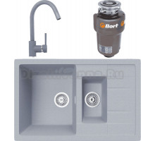 Комплект Мойка TopZero Valentina 780.500 15-49, Titan + Смеситель Romeo, titan 49 + Измельчитель Bort Titan 5000 Control