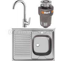 Комплект Мойка Ukinox Стандарт + Смеситель Domaci Равенна + Измельчитель Bort Titan 5000 Control