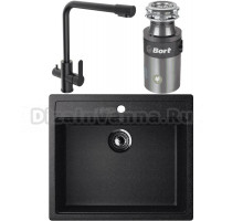 Комплект Мойка Ulgran U-104 -308, черная + Смеситель Domaci Равенна TR-01b + Измельчитель Bort Titan 4000 Plus
