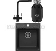 Комплект Мойка QuartzBond BOND 430, уголь + Смеситель Domaci Солерно UQ-016-07, уголь + Измельчитель Bone Crusher BC 910-AS