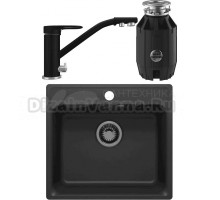 Комплект Мойка QuartzBond BOND 530, уголь + Смеситель Domaci Солерно UQ-010-07, уголь + Измельчитель Bone Crusher BC 910-AS