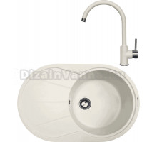 Комплект Мойка Zigmund & Shtain Kreis OV 770 B, индийская ваниль + Смеситель ZS 1600, индийская ваниль