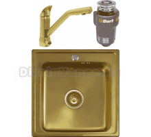 Комплект Мойка Seaman Eco Wien SWT-5050, antique gold + Смеситель Barcelone SSL-5361, antique gold + Измельчитель Bort Titan Max Power