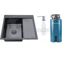 Комплект Мойка РМС MRK-5851BL-L, c дозатором, графит + Измельчитель Paulmark Intenso
