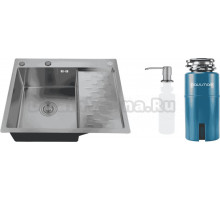 Комплект Мойка РМС MRK-6350BL-L, c дозатором, графит + Измельчитель Paulmark Intenso