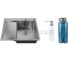 Комплект Мойка РМС MRK-6350BL-R, c дозатором, графит + Измельчитель Paulmark Intenso