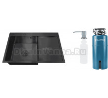 Комплект Мойка РМС MRK-7851BL-L, c дозатором, графит + Измельчитель Paulmark Intenso