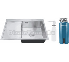 Комплект Мойка РМС MRK-7851R R, c дозатором, серый + Измельчитель Paulmark Intenso
