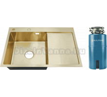 Комплект Мойка РМС MRK-7851G L, золотая + Измельчитель Paulmark Intenso
