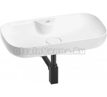 Накладная раковина Wellsee Croquis 2.0 201001082 70 глянцевая белая, матовая черная, прямоугольная, фаянс, с 1 отверстием под смеситель