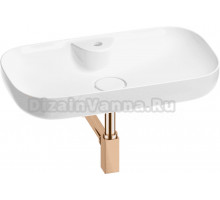 Накладная раковина Wellsee Croquis 2.0 201001084 70 глянцевая белая, розовое золото, прямоугольная, фаянс, с 1 отверстием под смеситель