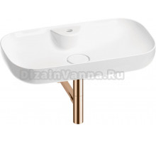 Накладная раковина Wellsee Croquis 2.0 201001089 70 глянцевая белая, розовое золото, прямоугольная, фаянс, с 1 отверстием под смеситель