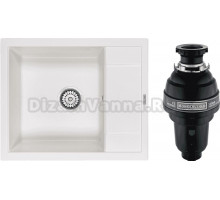 Комплект Мойка Paulmark Flugen 50-600 PM216050-WH, белая + Измельчитель Bone Crusher BC 1000-AS